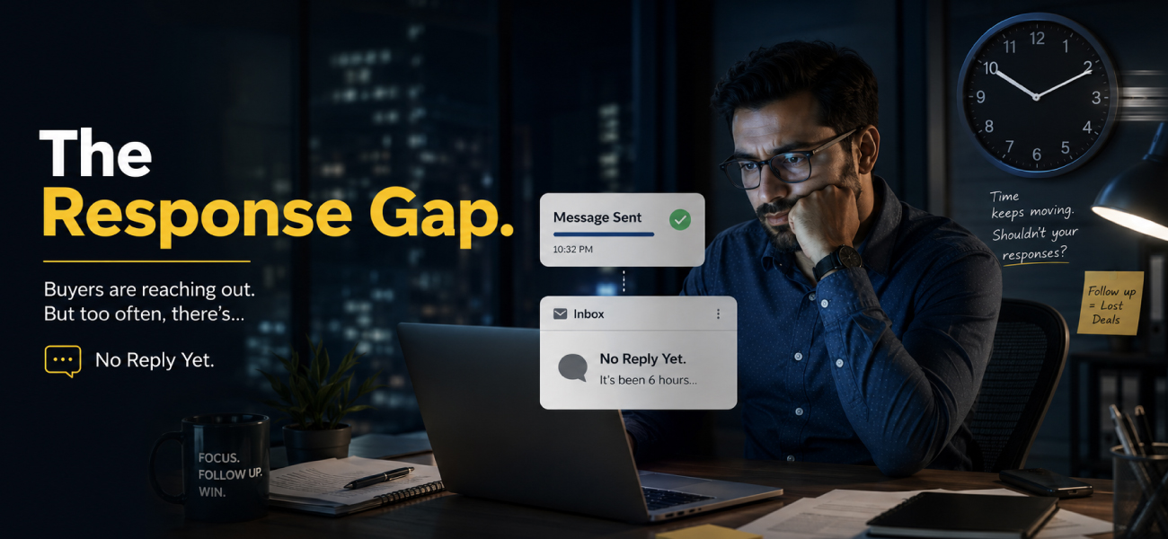Business professional waiting for customer inquiries while highlighting the response gap that leads to delayed sales and missed opportunities